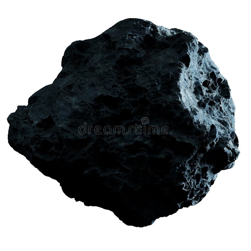 Dark rock asteroid isolated on white background 3D rendering. Dark rock asteroid isolated on white background 3D rendering