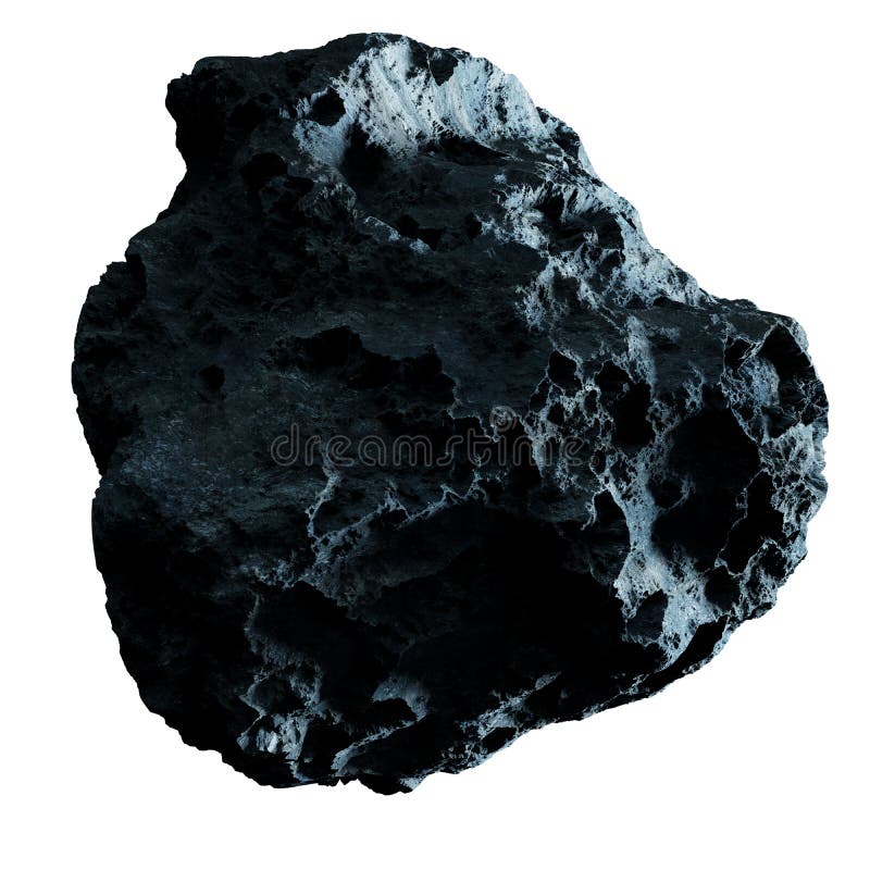 Dark rock asteroid isolated on white background 3D rendering. Dark rock asteroid isolated on white background 3D rendering