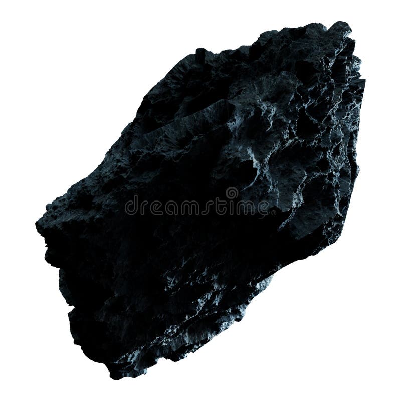 Dark rock asteroid isolated on white background 3D rendering. Dark rock asteroid isolated on white background 3D rendering