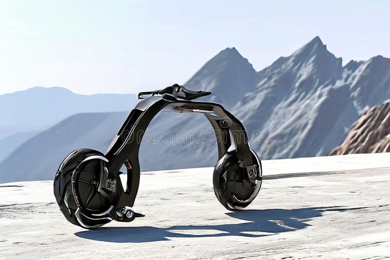 Duo de hovercycle un vehículo de dos ruedas que se mantiene por encima del terreno stock de ilustración
