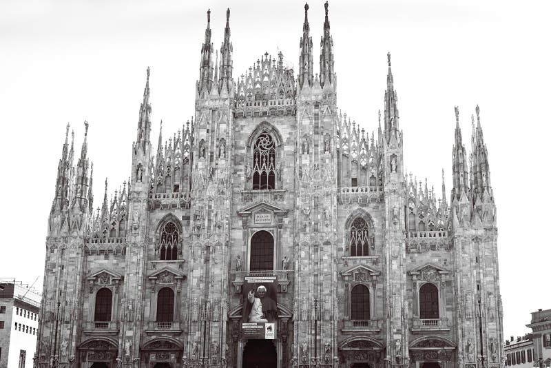 Duomo of Milan Black and White Editorial Image - Image of catholic ...