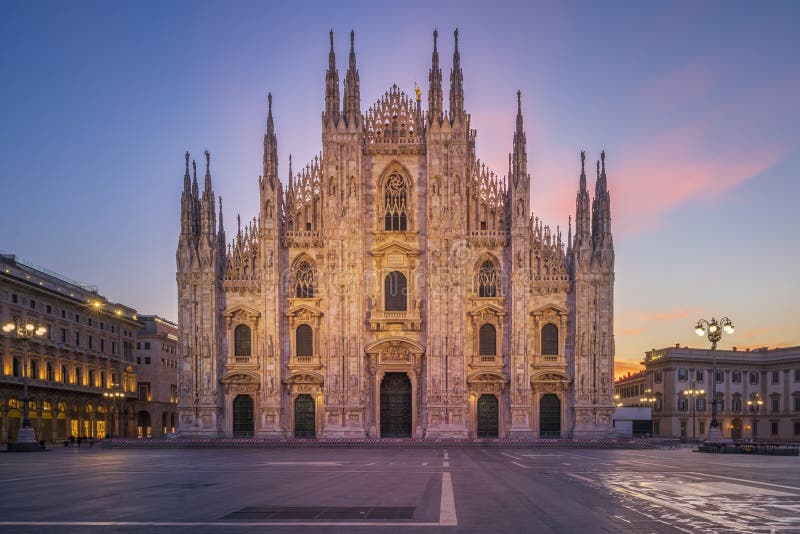 Duomo Gothic Cathedral Milan at Sunrise Stock Photo - Image of gothic ...