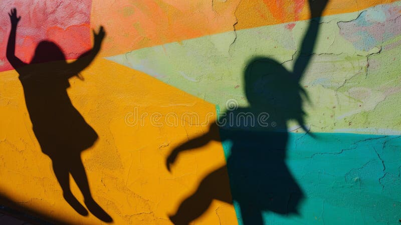 Contrasting Shadows on a Wall: Medium shot of the shadows of a thin and a thick person projected on a brightly colored wall, engaging in a joyful activity together, emphasizing the theme of unity and friendship beyond physical appearances --ar 16:9 --quality 0.5 --stylize 0 Job ID: d7998c41-5e99-434f-8013-7ef16590ea8f AI generated. Contrasting Shadows on a Wall: Medium shot of the shadows of a thin and a thick person projected on a brightly colored wall, engaging in a joyful activity together, emphasizing the theme of unity and friendship beyond physical appearances --ar 16:9 --quality 0.5 --stylize 0 Job ID: d7998c41-5e99-434f-8013-7ef16590ea8f AI generated