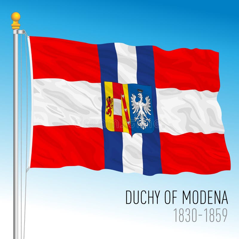 Duchy of Modena historical flag, vector illustration on the light blue background. Duchy of Modena historical flag, vector illustration on the light blue background