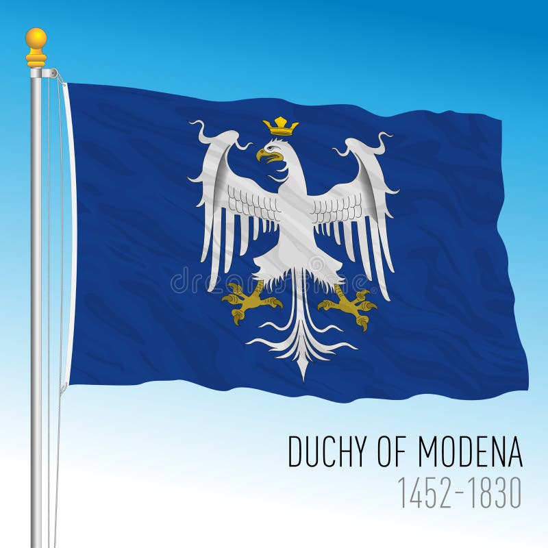 Duchy of Modena historical flag, vector illustration on the light blue background. Duchy of Modena historical flag, vector illustration on the light blue background