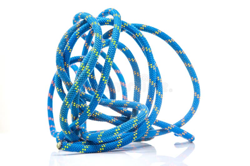 Durable Colored Rope for Climbing Equipment on a White Background