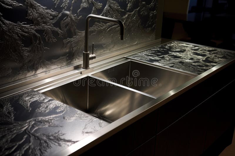Chiuvetă rezistentă, lucioasă, din bucătărie. generare AI stock image