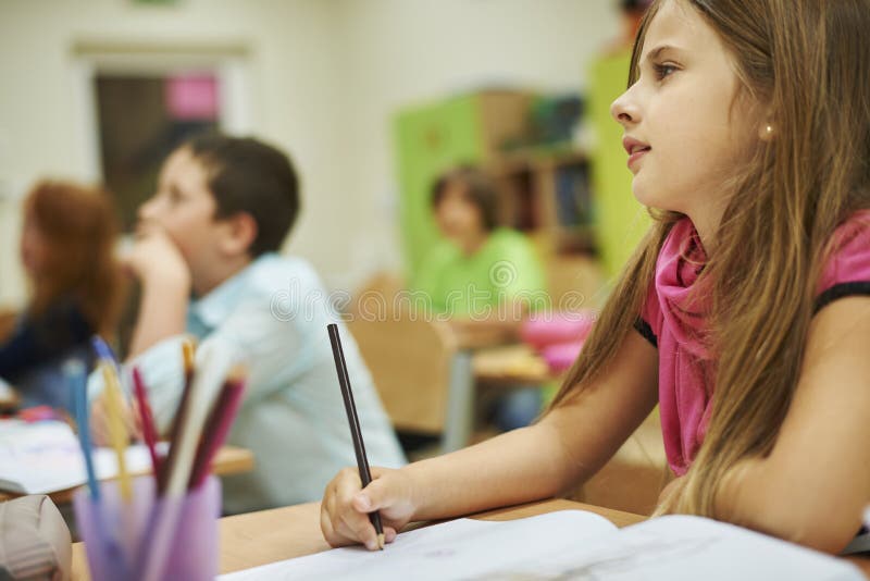 Durante la lezione interessante immagini stock