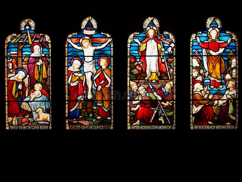 Durata della finestra di vetro macchiata del Christ fotografie stock Durata della finestra di vetro macchiata del Christ fotografie stock