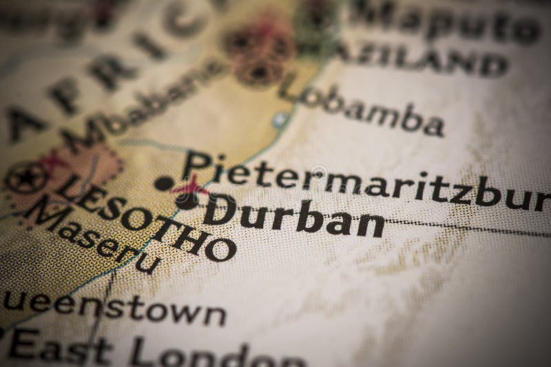 Durban Map Closeup Durban South Africa World Map 108454417 