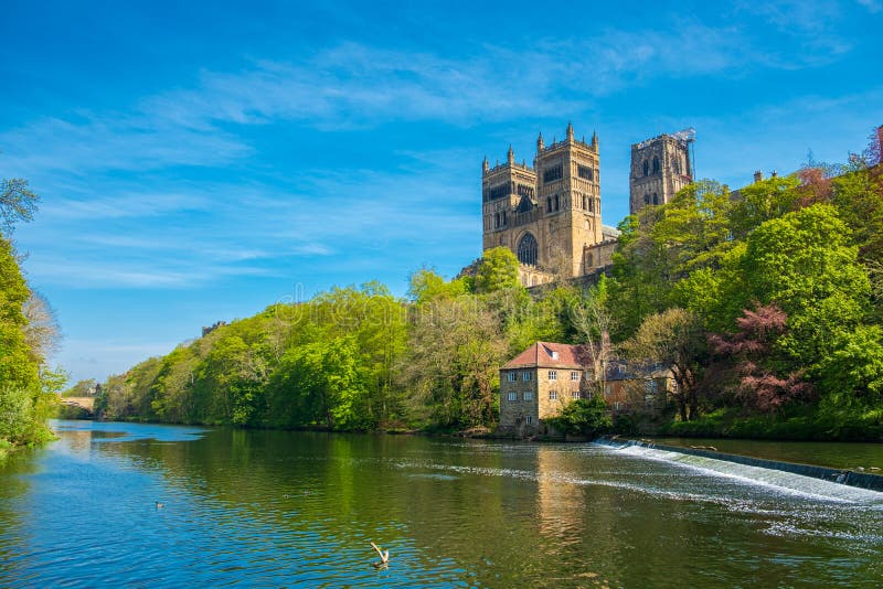 Durham Cathedral and River Wear in Spring in Durham, England