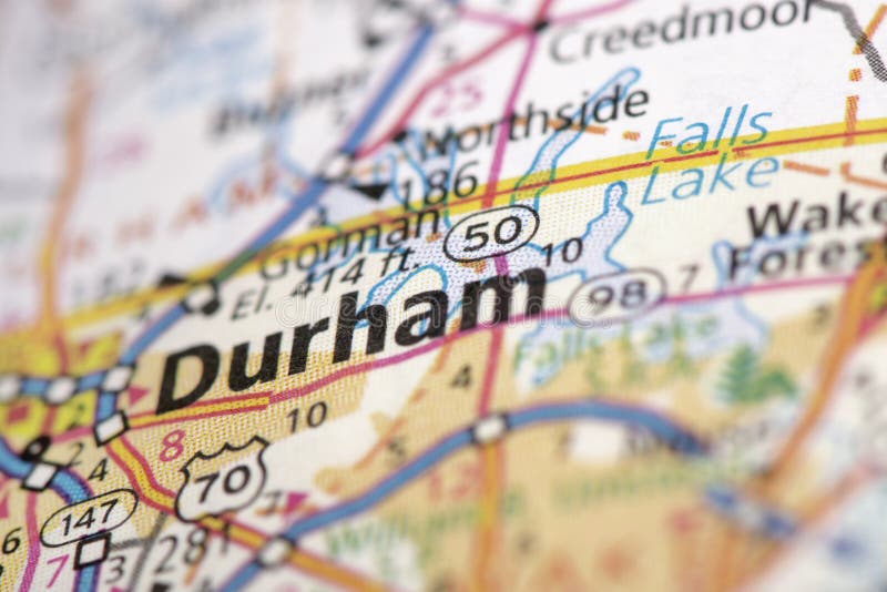Durham, Noord-Carolina op kaart stock foto's Durham, Noord-Carolina op kaart stock foto's