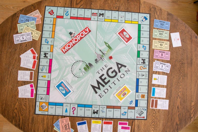 Newley released Mega Edition Monopoly. New twist on classic fast-dealing  property trading board game (Hasbro games). Financial, banking, buying  proper Stock Photo - Alamy