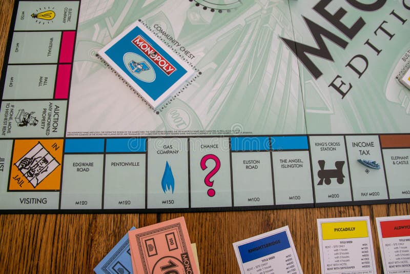 Newley released Mega Edition Monopoly. New twist on classic fast-dealing  property trading board game (Hasbro games). Financial, banking, buying  proper Stock Photo - Alamy
