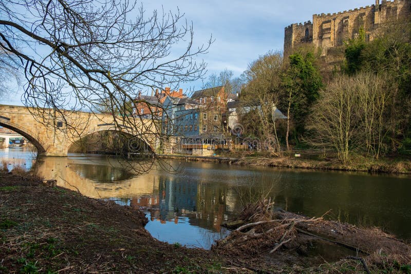 Durham Cathedral, Framwellgate Bridge  and River Wear in Durham, England