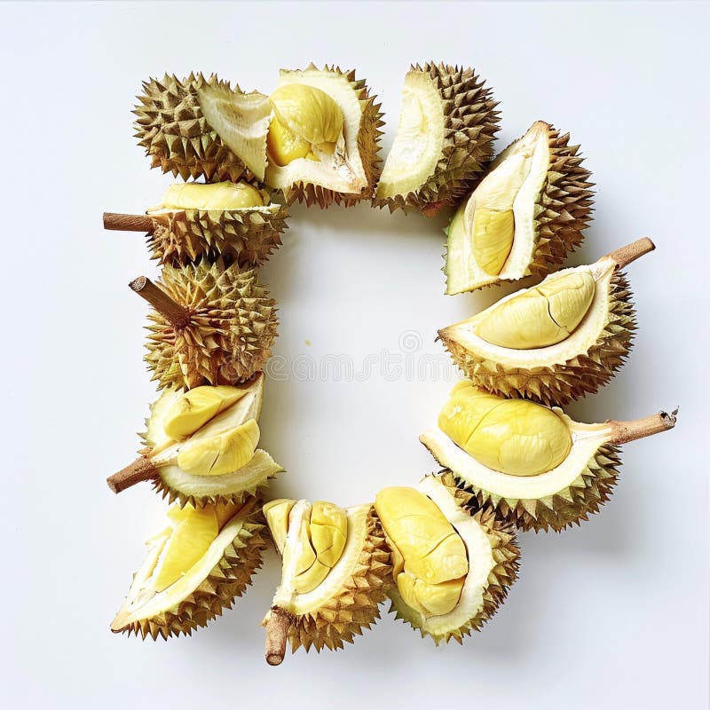 Durian Delight Artistic Letter D Creation vector illustration