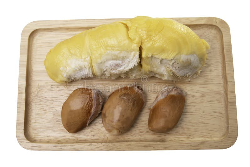 Durian και σπόροι στα ξύλινα πιάτα στοκ φωτογραφία με δικαίωμα ελεύθερης χρήσης Durian και σπόροι στα ξύλινα πιάτα στοκ φωτογραφία με δικαίωμα ελεύθερης χρήσης