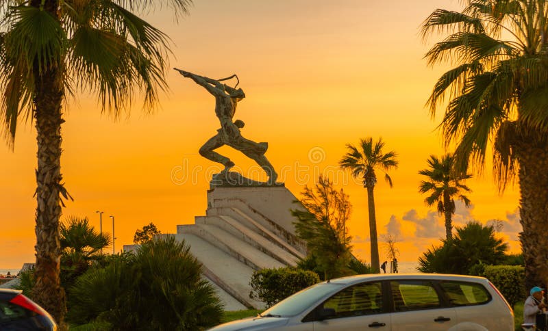 DURRES, ALBANIA: Monument Unknown soldier in Durres disgraced of sprayer