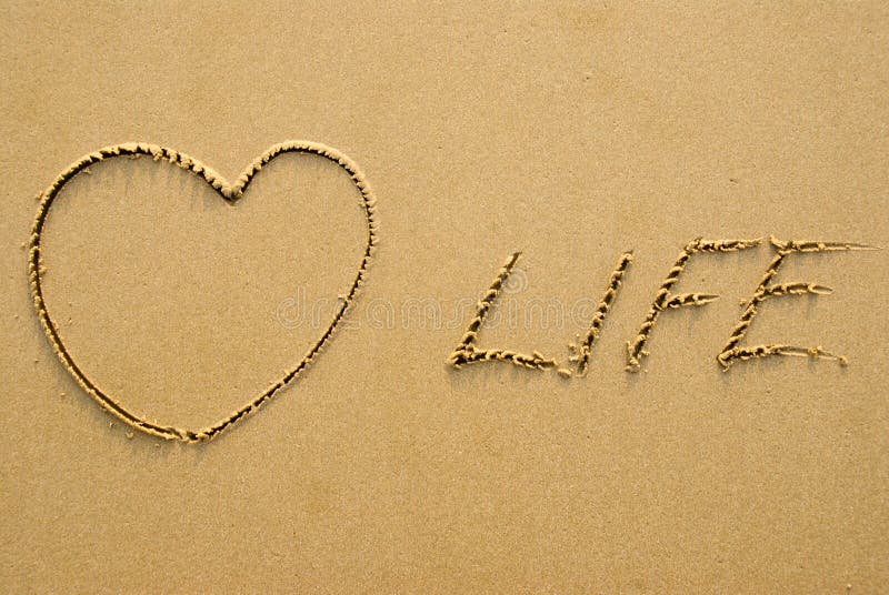 Love Life - written on a sandy beach. Love Life - written on a sandy beach