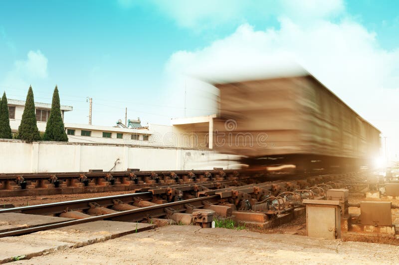 Dusk Fast Moving Freight Train Stock Photos Free & RoyaltyFree Stock