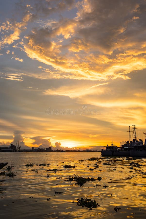 Dusk time and the ship stock photo. Image of commercial 72417140