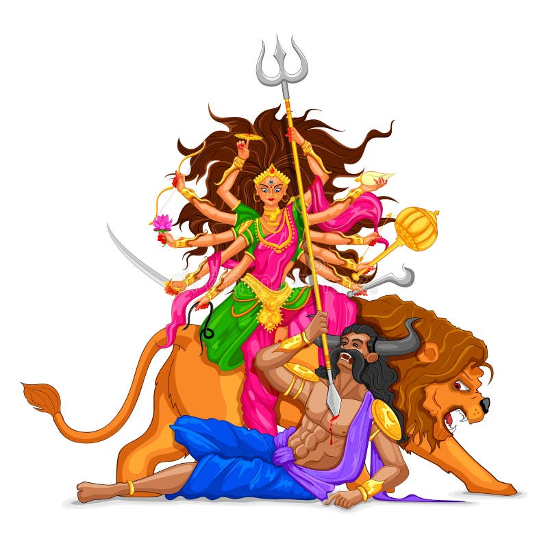 Dussehra feliz com deusa Durga ilustração royalty free Dussehra feliz com deusa Durga ilustração royalty free
