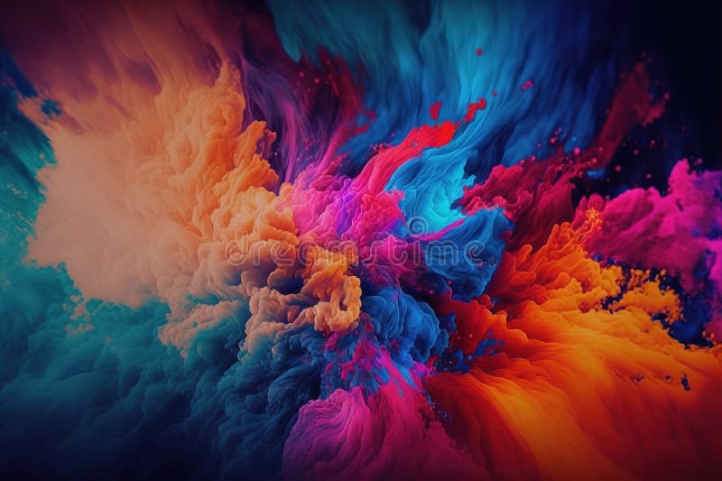 Dust Color Powder Exploding on Black Background Abstract Art Stock