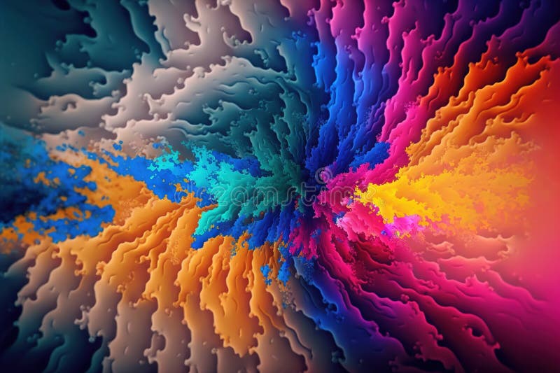 Dust Color Powder Exploding on Black Background Abstract Art Stock