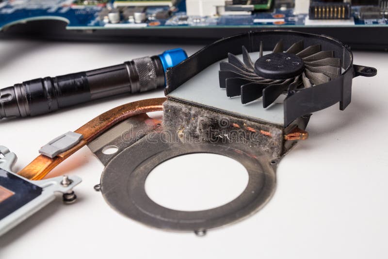 Dust on the Cooler of the Laptop Cooling System Stock Photo Image of
