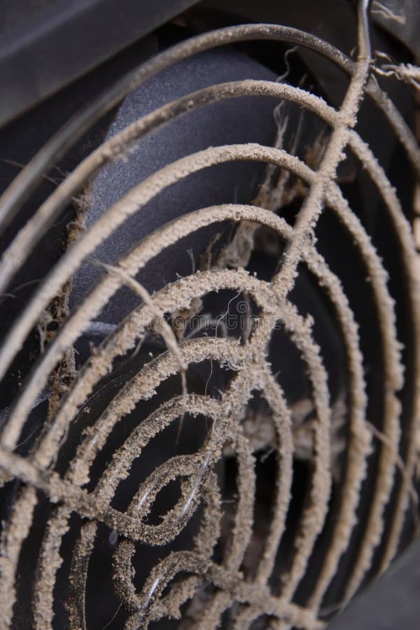 Dust on the fan in the computer stock images