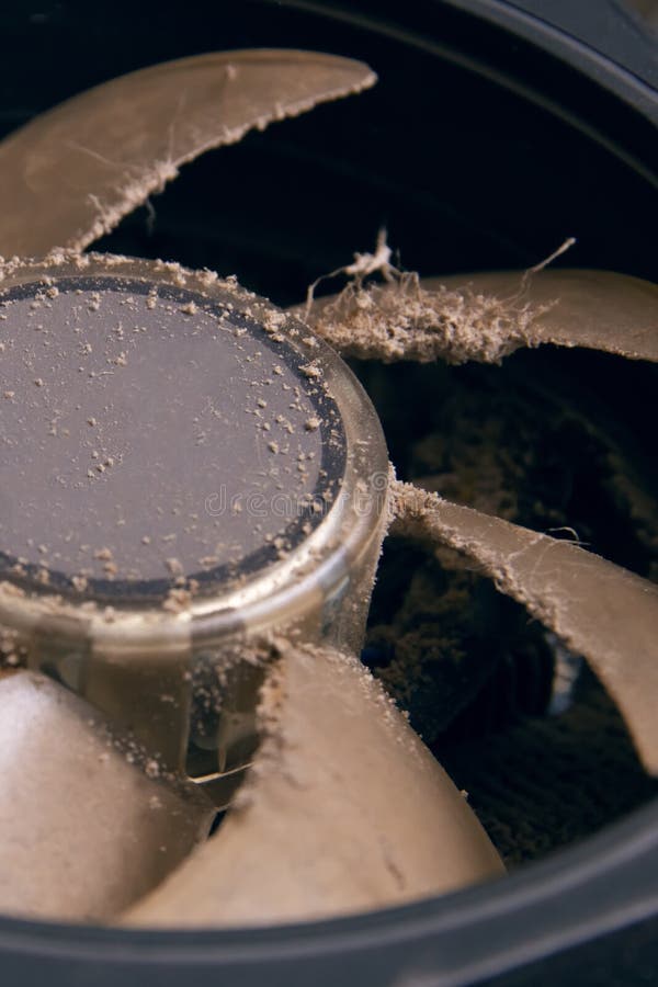 Dust on the fan in the computer stock images