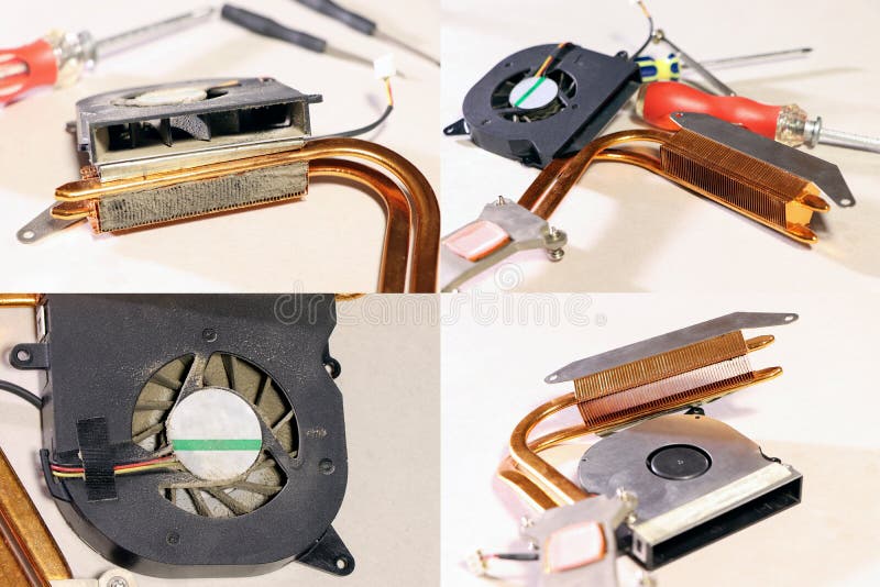 Dust on Pc Processor Cooler. Computer Cleaning.Old Computer System Unit Cooler with Dust Inside