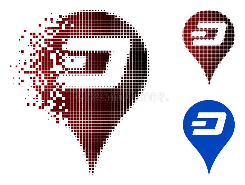 Dust Pixel Halftone Dashcoin Map Pointer Icon royalty free illustration