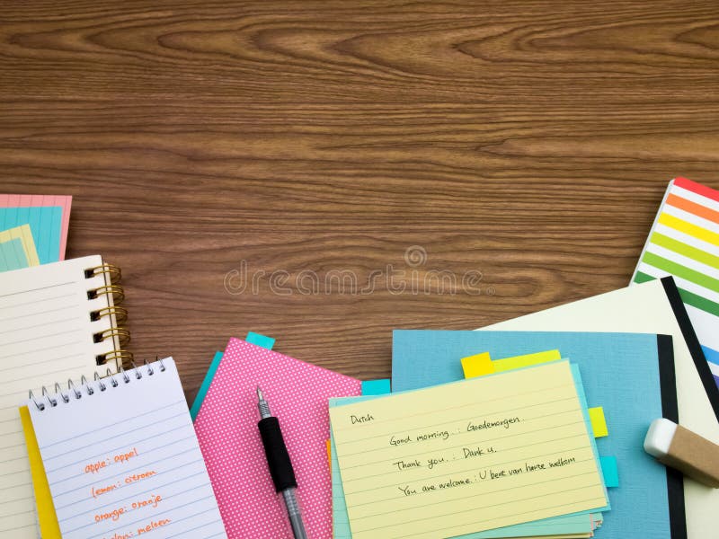 Dutch; Learning New Language Writing Words on the Notebook royalty free stock photo Dutch; Learning New Language Writing Words on the Notebook royalty free stock photo