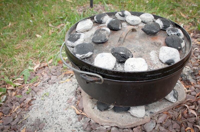 Dutch Oven Cooking Over Open Flame Stock Image Image of health