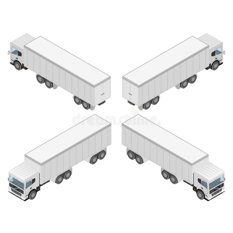 Duża ciężarówka w isometric Ładunku transport ilustracja wektor Duża ciężarówka w isometric Ładunku transport ilustracja wektor