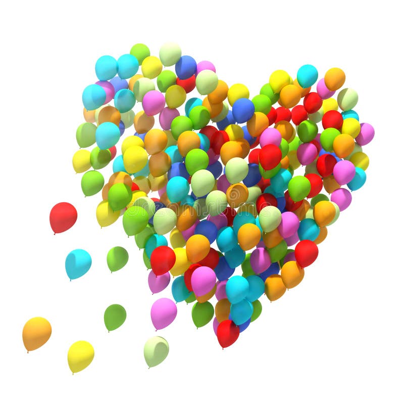 Duża wiązka balony serce odizolowane kształtu white pomidorowego ilustracji Duża wiązka balony serce odizolowane kształtu white pomidorowego ilustracji