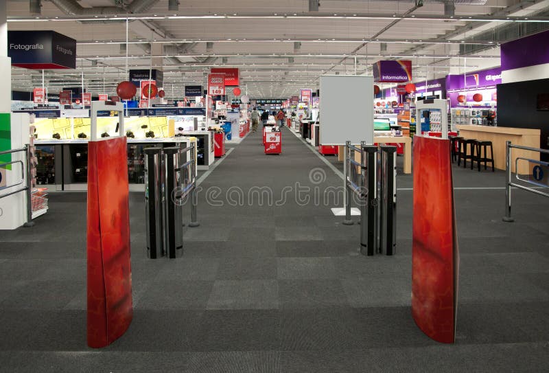 Big electronic retail store, Milan, Europe. Big electronic retail store, Milan, Europe