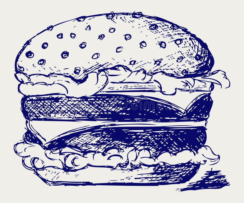 Duży i smakowity hamburger ilustracji