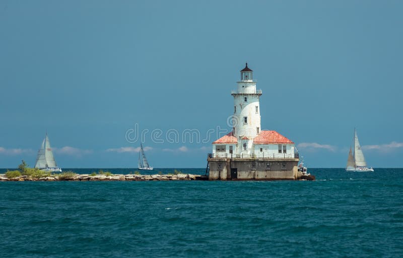 Duży lekki dom na Michigan jeziorze obrazy royalty free Duży lekki dom na Michigan jeziorze obrazy royalty free