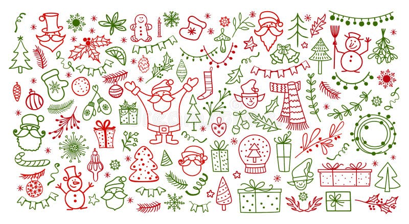 Duży set boże narodzenie projekta element w doodle stylu Zima wakacje wektoru ilustracja ilustracja wektor Duży set boże narodzenie projekta element w doodle stylu Zima wakacje wektoru ilustracja ilustracja wektor
