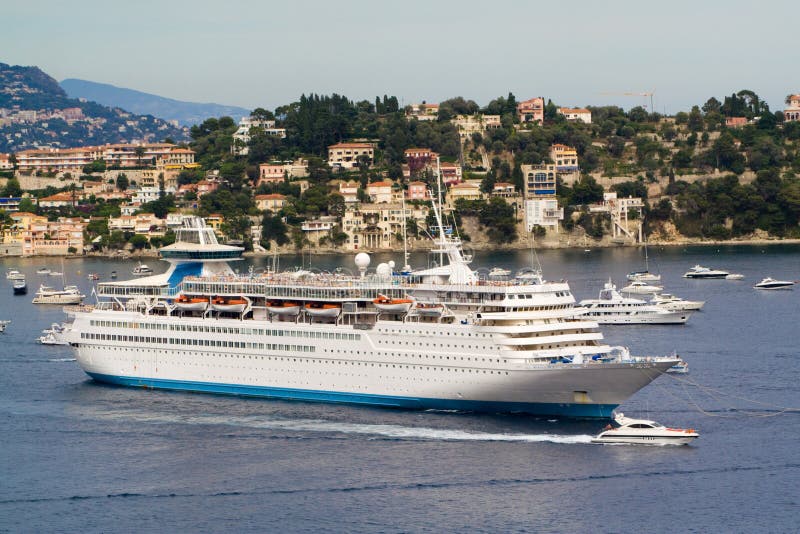 Big cruise ship on a berth in the Mediterranean sea. Big cruise ship on a berth in the Mediterranean sea