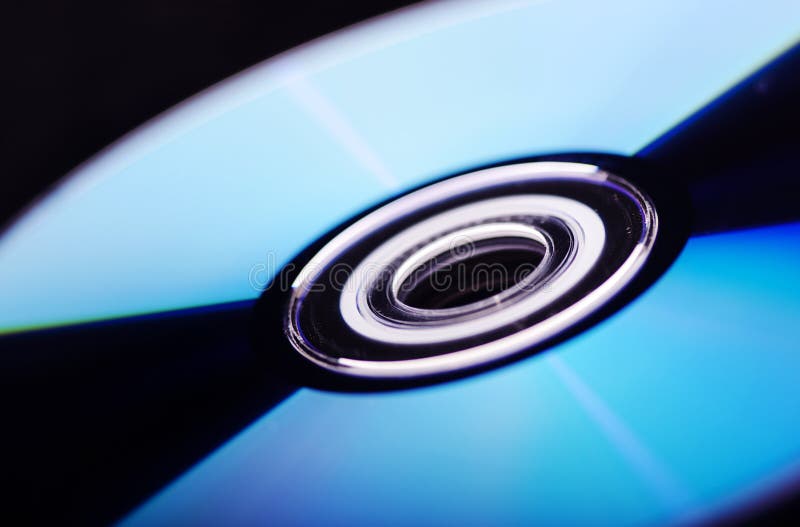 Close up empty dvd disc in blue and black color