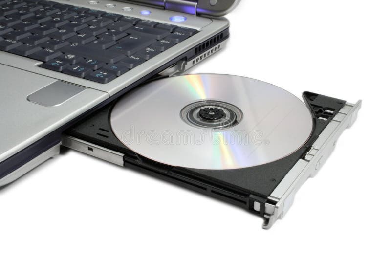 Dvd modern skjuten ut bärbar dator royaltyfria foton