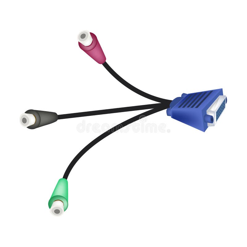 DVI Digital Videoschnittstelle oder VGA zu RCA-Kabeln stock abbildung DVI Digital Videoschnittstelle oder VGA zu RCA-Kabeln stock abbildung