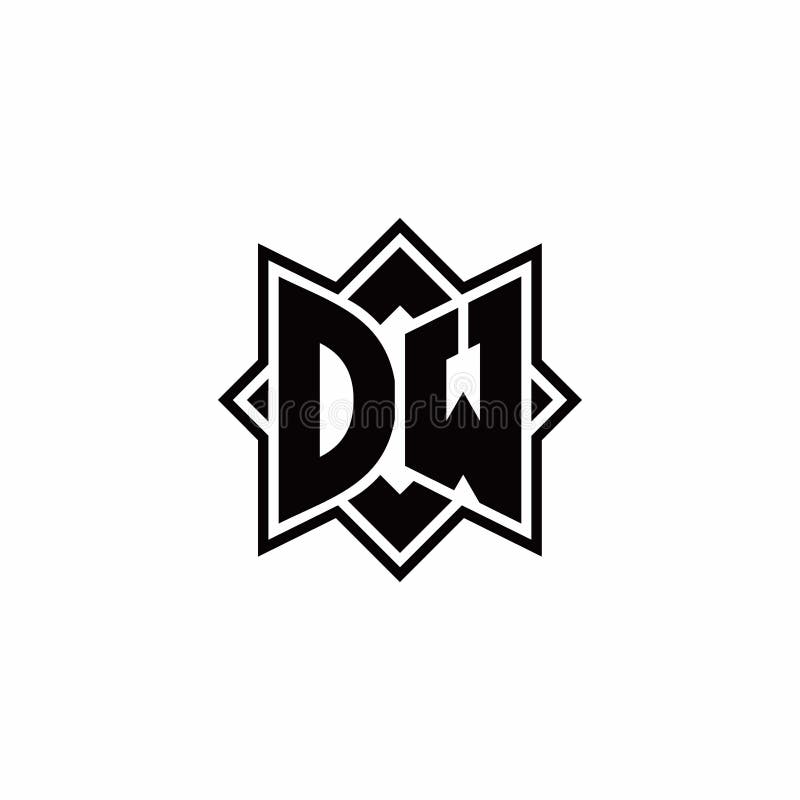 DW Monogram Logo with Square Rotate Style Outline Stock Vector ...