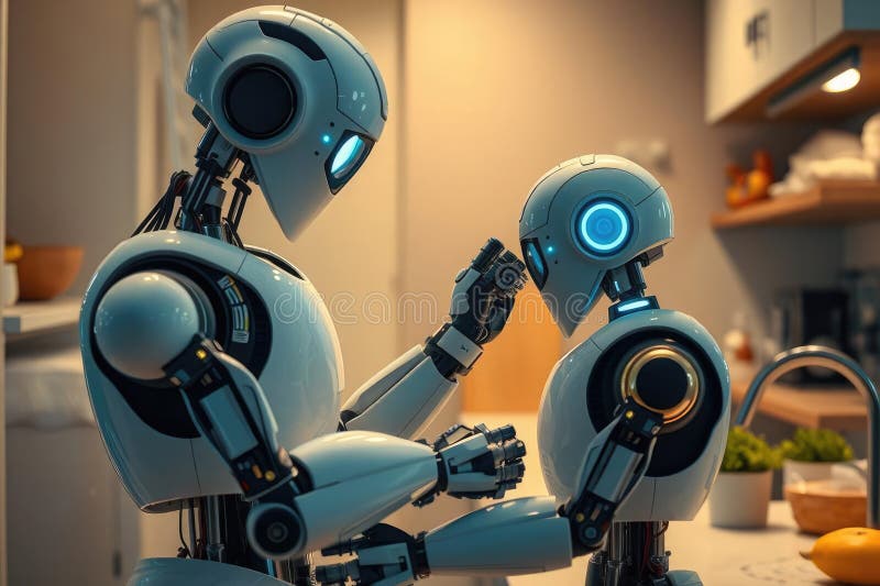 Dwa białe roboty futurystyczne obraz royalty free