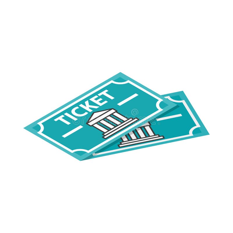 Dwa biletów muzealna ikona, isometric 3d styl ilustracja wektor Dwa biletów muzealna ikona, isometric 3d styl ilustracja wektor