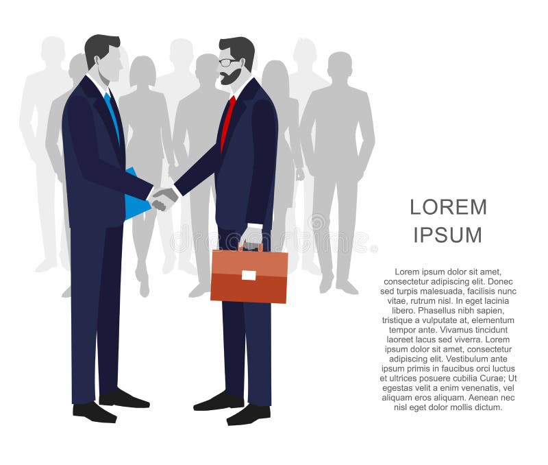 Dwa biznesmena trząść ręki w kostiumach podpisywać kontrakt Pojęcie pomyślna transakcja grupa ludzi ilustracja wektor Dwa biznesmena trząść ręki w kostiumach podpisywać kontrakt Pojęcie pomyślna transakcja grupa ludzi ilustracja wektor