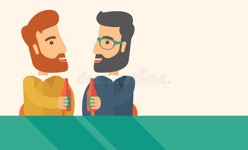 Dwa co pracownika ma zabawę pije piwo w pubie ilustracji Dwa co pracownika ma zabawę pije piwo w pubie ilustracji